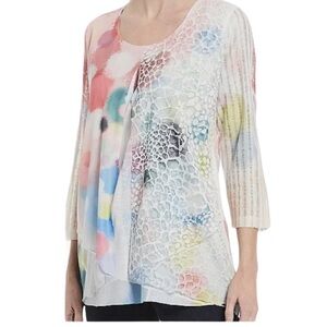 Ali Miles MultiColor Flyaway Burnout Tunic Top S
